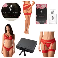 Obsessive Aloisa - lingeriegavesæt - 6 dele - rød - L/XL