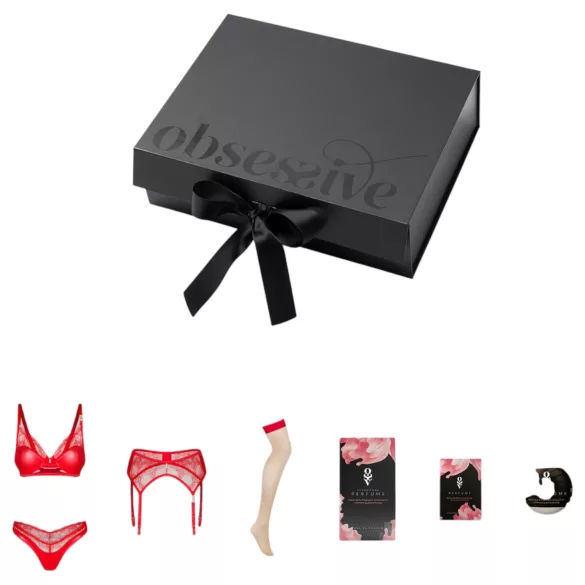 Obsessive Aloisa - lingeriegavesæt - 6 dele - rød - L/XL