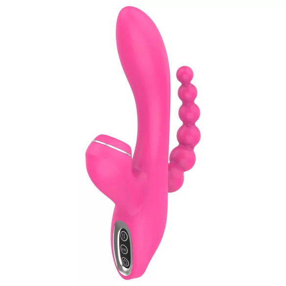Erospace Sweet Play - G-punktsvibrator med analsonde og sugefunktion (lyserød)