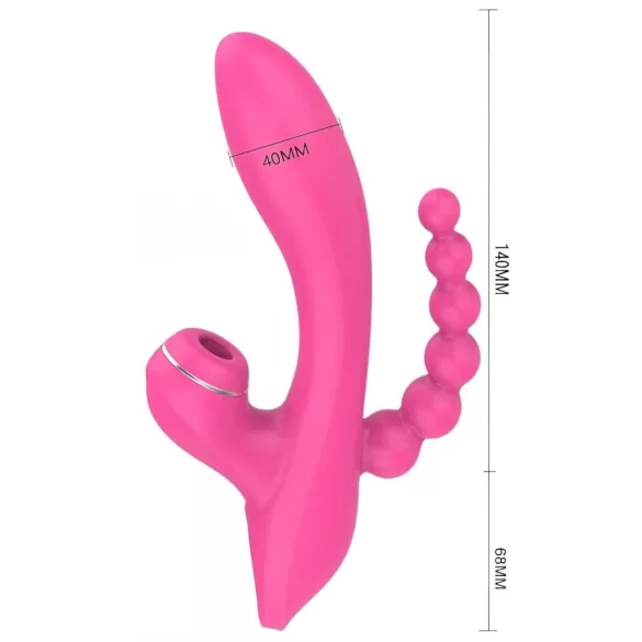 Erospace Sweet Play - G-punktsvibrator med analsonde og sugefunktion (lyserød)