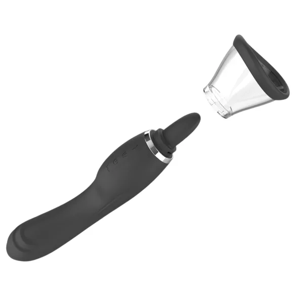 Sweet Play - 2-i-1 vibrator med klitoris-slikkelange og sugefunktion (sort)