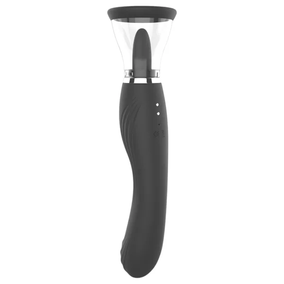 Sweet Play - 2-i-1 vibrator med klitoris-slikkelange og sugefunktion (sort)