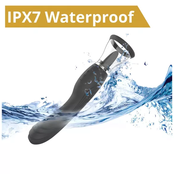 Sweet Play - 2-i-1 vibrator med klitoris-slikkelange og sugefunktion (sort)