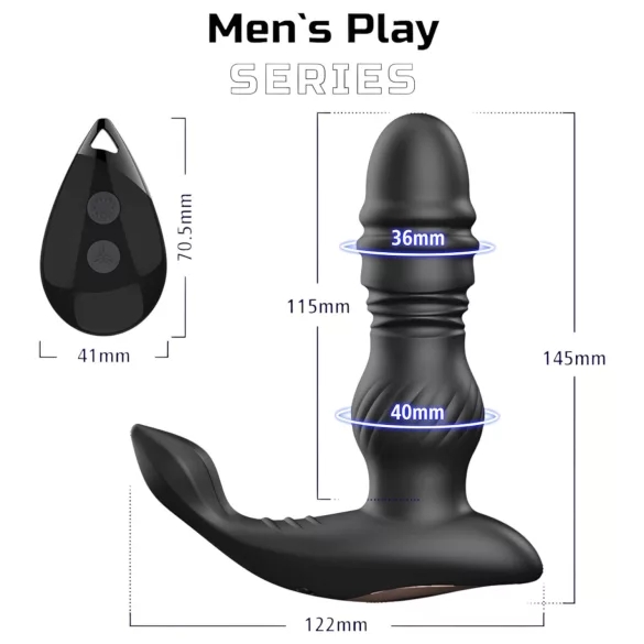 Erospace Men's Play - op‑og‑ned bevægende prostatavibrator (sort)