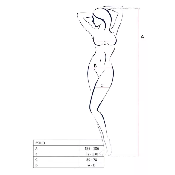Passion BS013 - negligesæt i stribet net - hvid - S-L