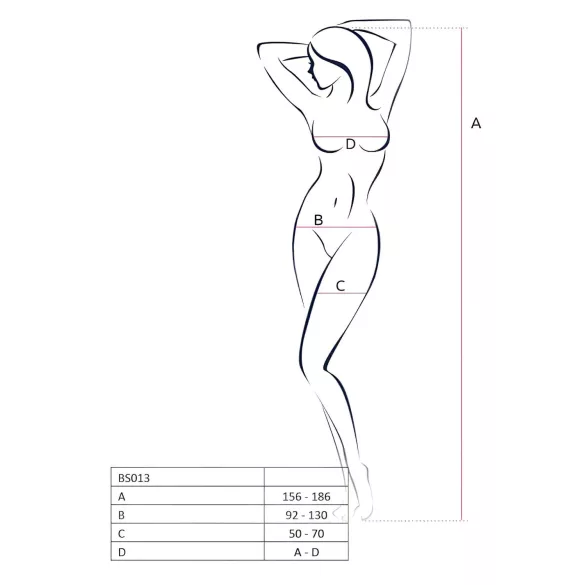 Passion BS013 - negligesæt i stribet net - hvid - S-L