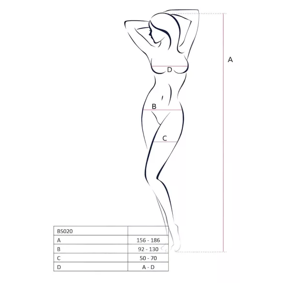 Passion BS020 - åben bodystocking med pynt - hvid - S-L