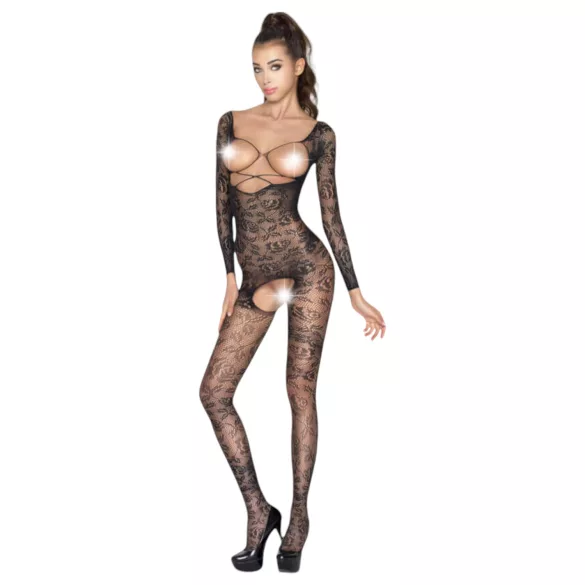 Passion BS031 - erotisk åbent catsuit - sort - S-L