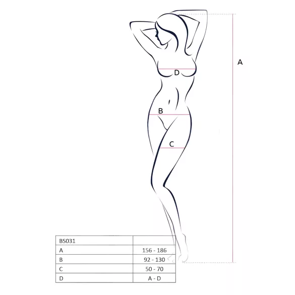 Passion BS031 - åben bodystocking - hvid - S-L