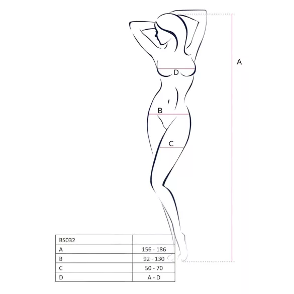 Passion BS032 - net catsuit med åbning - rød - S-L