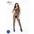 Passion BS036 - rosenmønstret, åben bodysuit (sort) - S-L