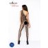 Passion BS036 - rosenmønstret, åben bodysuit (sort) - S-L