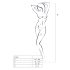 Passion BS036 - rosenmønstret, åben bodysuit (sort) - S-L