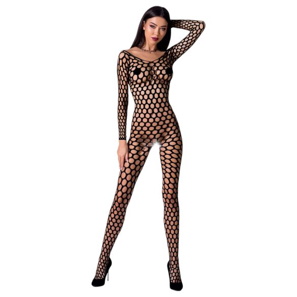 Passion BS077 - langærmet mesh catsuit (sort) - S-L
