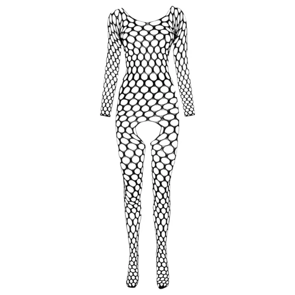 Passion BS077 - langærmet catsuit - netstof - sort - S-L