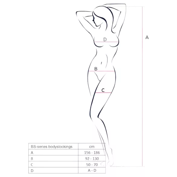 Passion BS077 - langærmet catsuit - netstof - sort - S-L