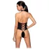 Passion Nancy - åben body - krydsstropper - sort - L/XL