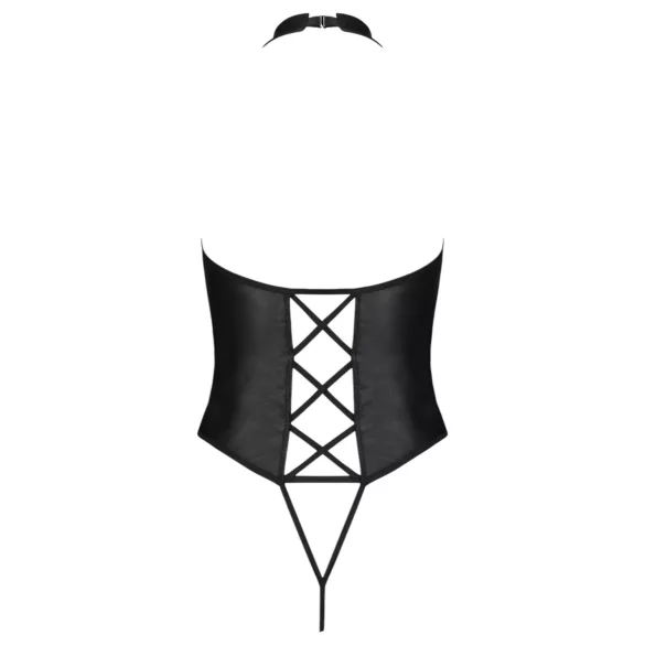 Passion Nancy - åben body - krydsstropper - sort - L/XL