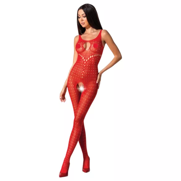 Passion BS078 - åben bodystocking - prikker - rød (S-L)
