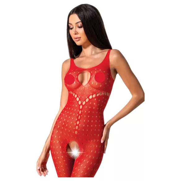 Passion BS078 - åben bodystocking - prikker - rød (S-L)