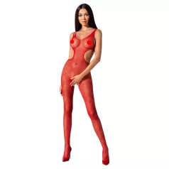   Passion BS085 - åben bodystocking med mosaikmønster - rød - S-L