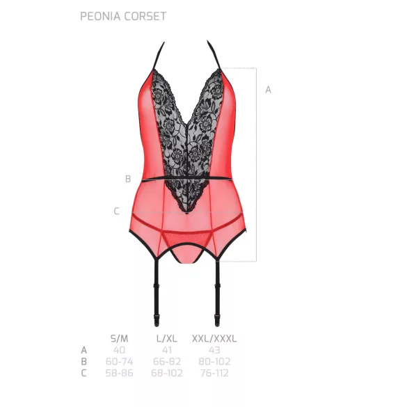 Passion Peonia - overdel og tanga (rød) - L/XL