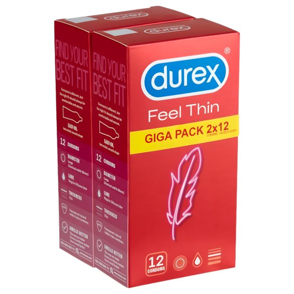 Durex Feel Thin - Naturlig følelse kondompakke (2x12 stk)