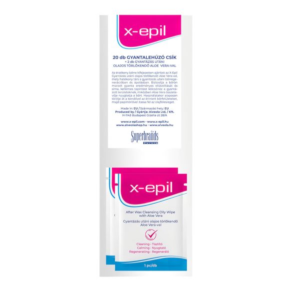 X-Epil - tekstilstrimler (20 stk) + olie-servietter (2 stk)