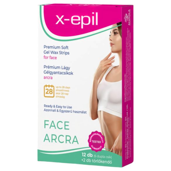 X-Epil - Klar-til-brug premium gel voksstrips (12 stk) - til ansigtet