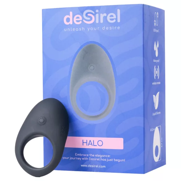 Desirel Halo - vibratorisk penisring - smartfunktion - silikone - sort
