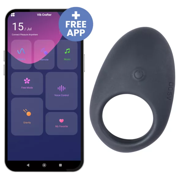 Desirel Halo - vibratorisk penisring - smartfunktion - silikone - sort