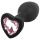 Sunfo - silikone anal plug med hjerteformet sten (sort-pink)