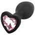 Sunfo - silikone anal plug med hjerteformet sten (sort-pink)