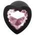 Sunfo - silikone anal plug med hjerteformet sten (sort-pink)