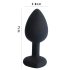 Sunfo - silikone anal plug med hjerteformet sten (sort-pink)