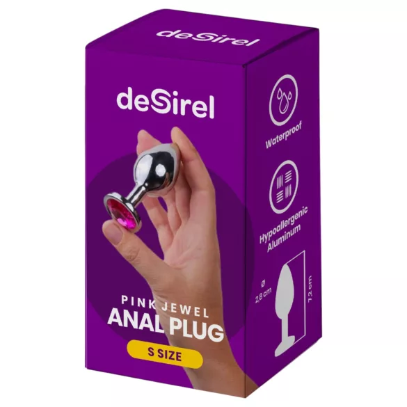 Desirel - analplug med pink juvel - sølv/pink