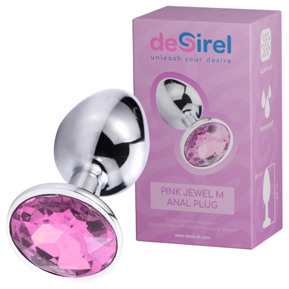 Desirel Pink Jewel M - anal plug (sølv-lyserød)