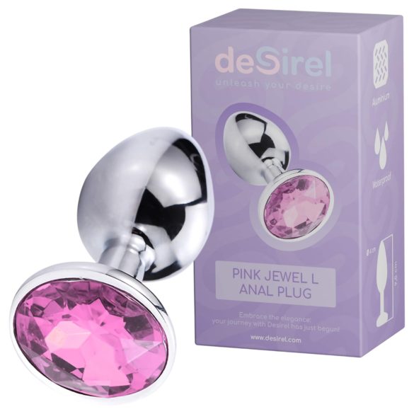 Desirel Pink Jewel L - anal plug (sølv-pink)