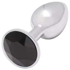 Sunfo - metal analplug - sort sten - sølv