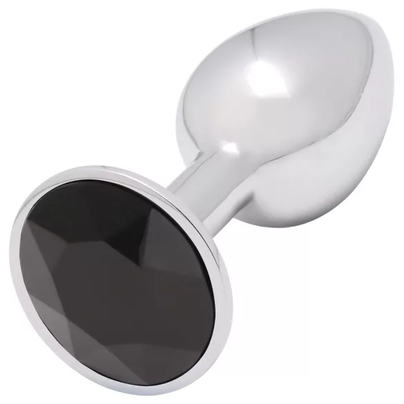 Sunfo - metal analplug - sort sten - sølv