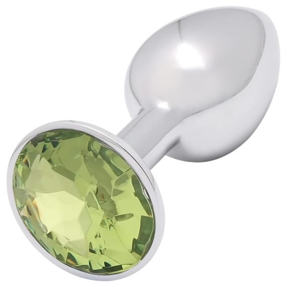 Sunfo - metal anal plug med limefarvet sten (sølv)
