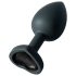 Sunfo - silikone anal plug med sort hjerteformet sten (sort)