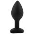 Sunfo - silikone anal plug med sort hjerteformet sten (sort)