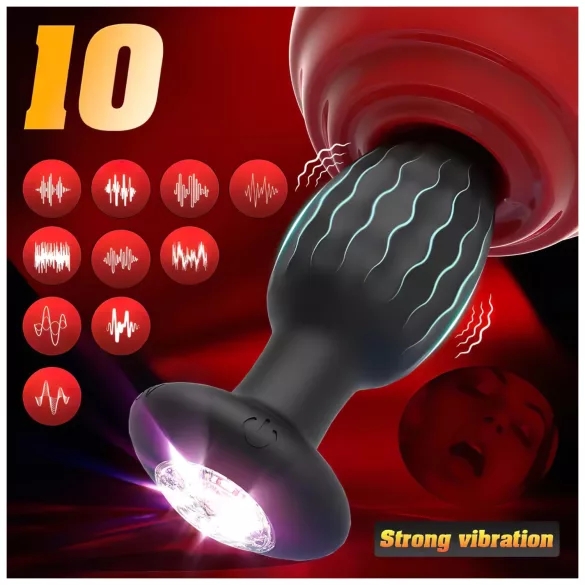 Desirel - Vibrerende anal plug med farveskiftende LED-lys - app-styret, 10 vibrationsindstillinger (sort)