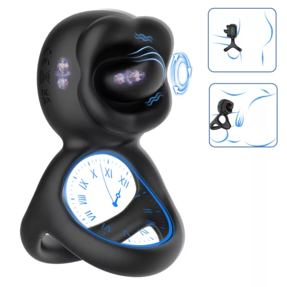 Biu-Biu - penisring og klitorisvibrator med tunge - sort