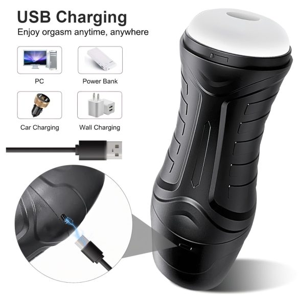 AlvUp - masturbator med sugefunktion og vibration - sort