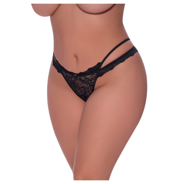Magic Silk - dobbeltstrop, blonde tanga (sort)