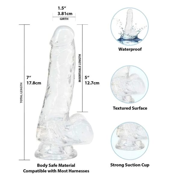 Addiction Crystal - sugekop dildo (gennemsigtig) - 18cm