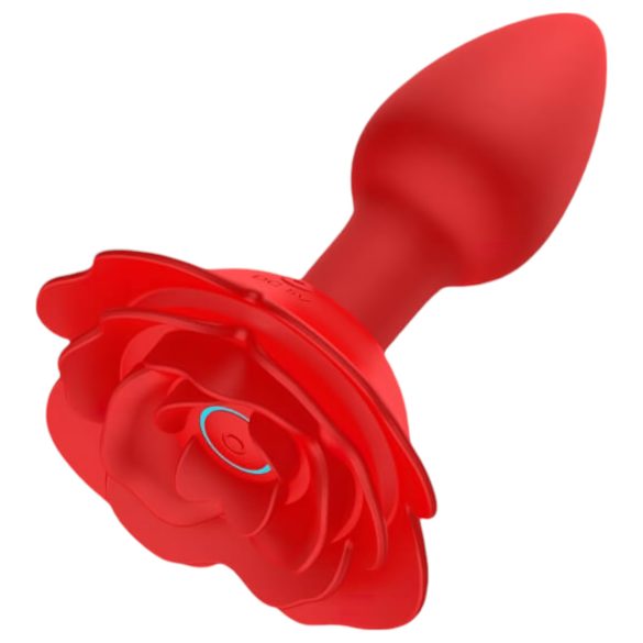 Rose Plug - genopladelig og fjernbetjent anal vibrator (rød)