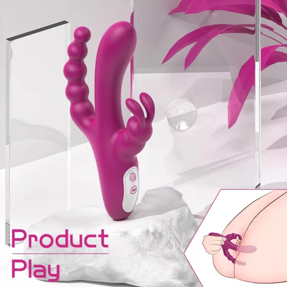Sex HD Joker - vibrator med tre arme - genopladelig vandtæt - lilla